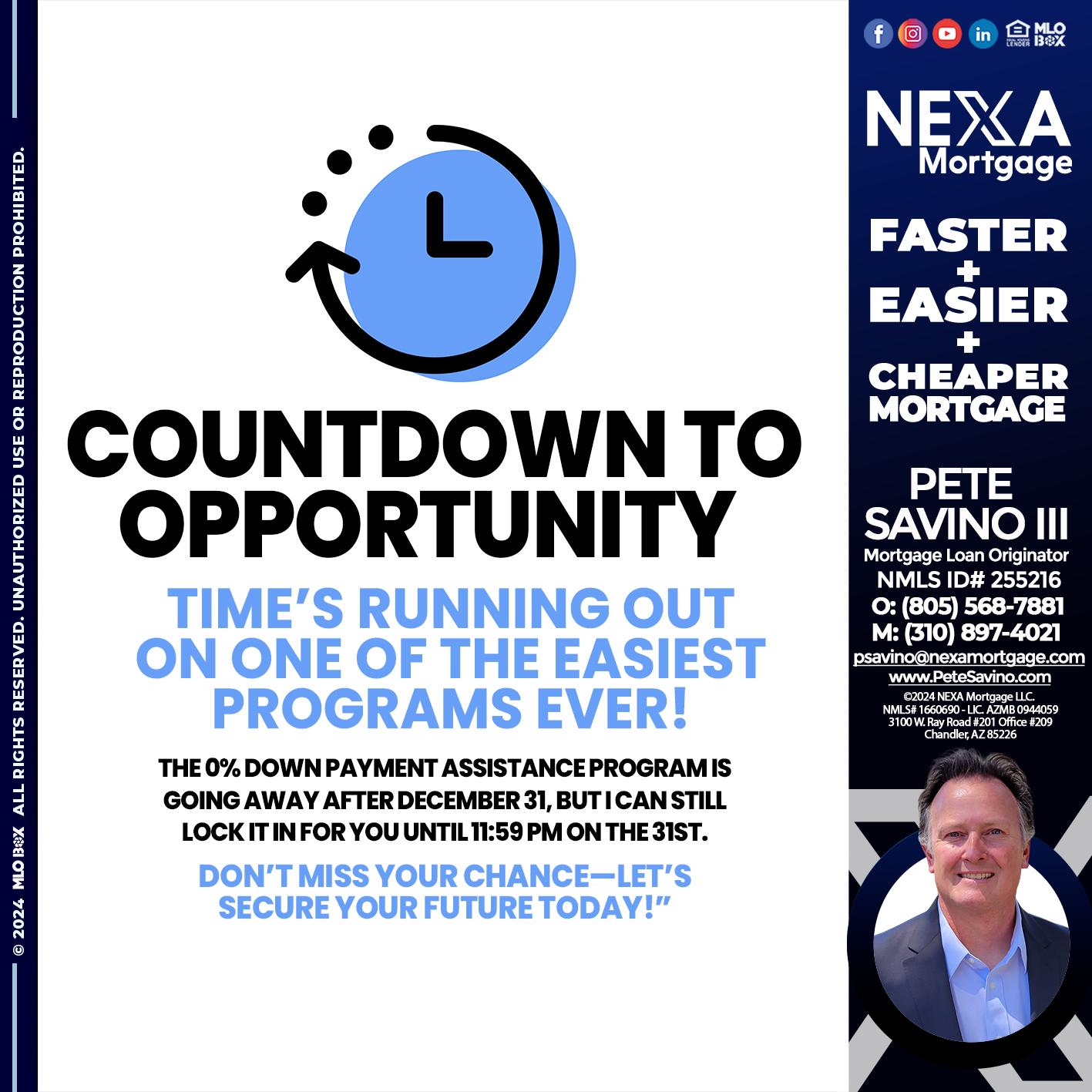 COUNTDOWN - Pete Savino III -Mortgage Loan Originator