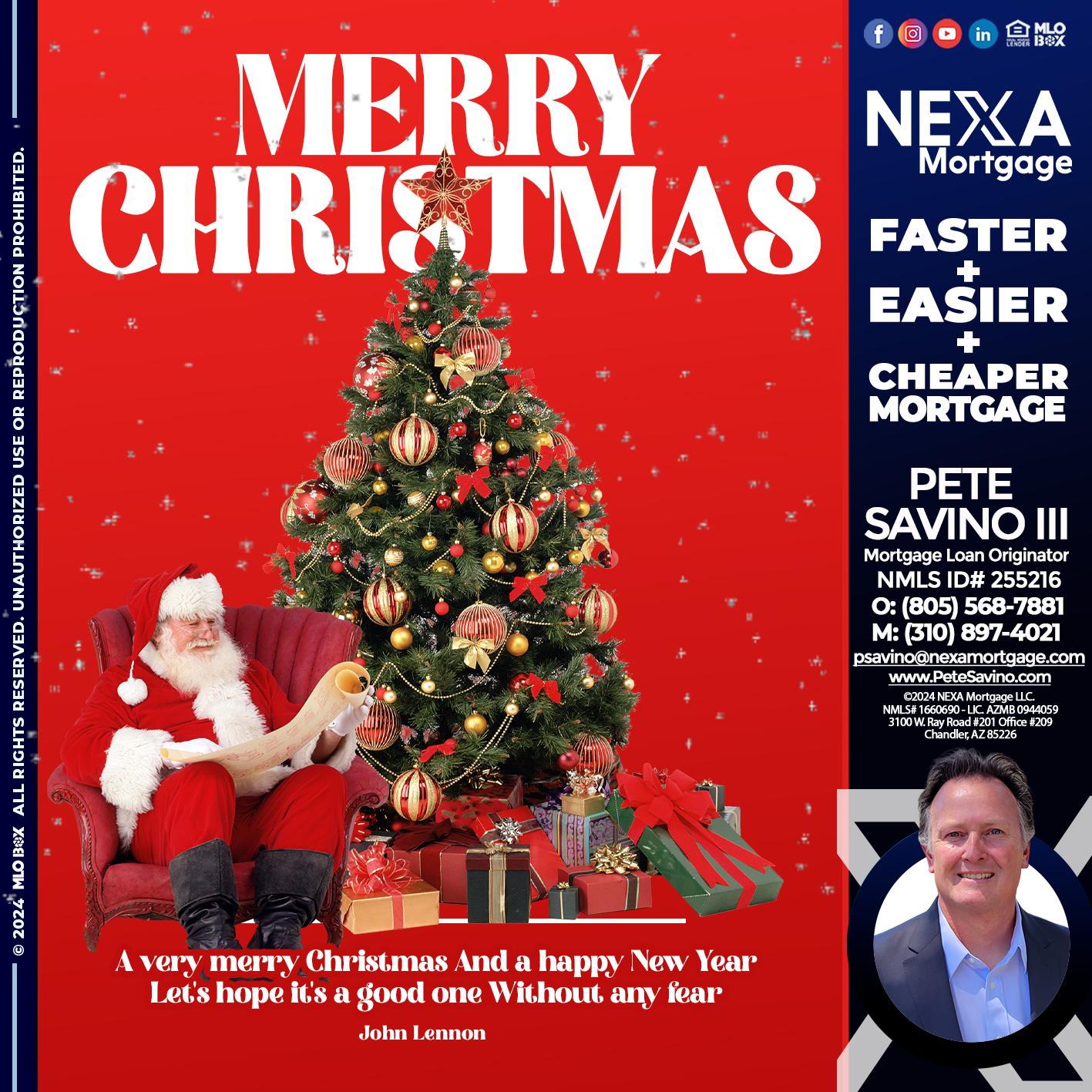 MERRY CHRISTMASS - Pete Savino III -Mortgage Loan Originator