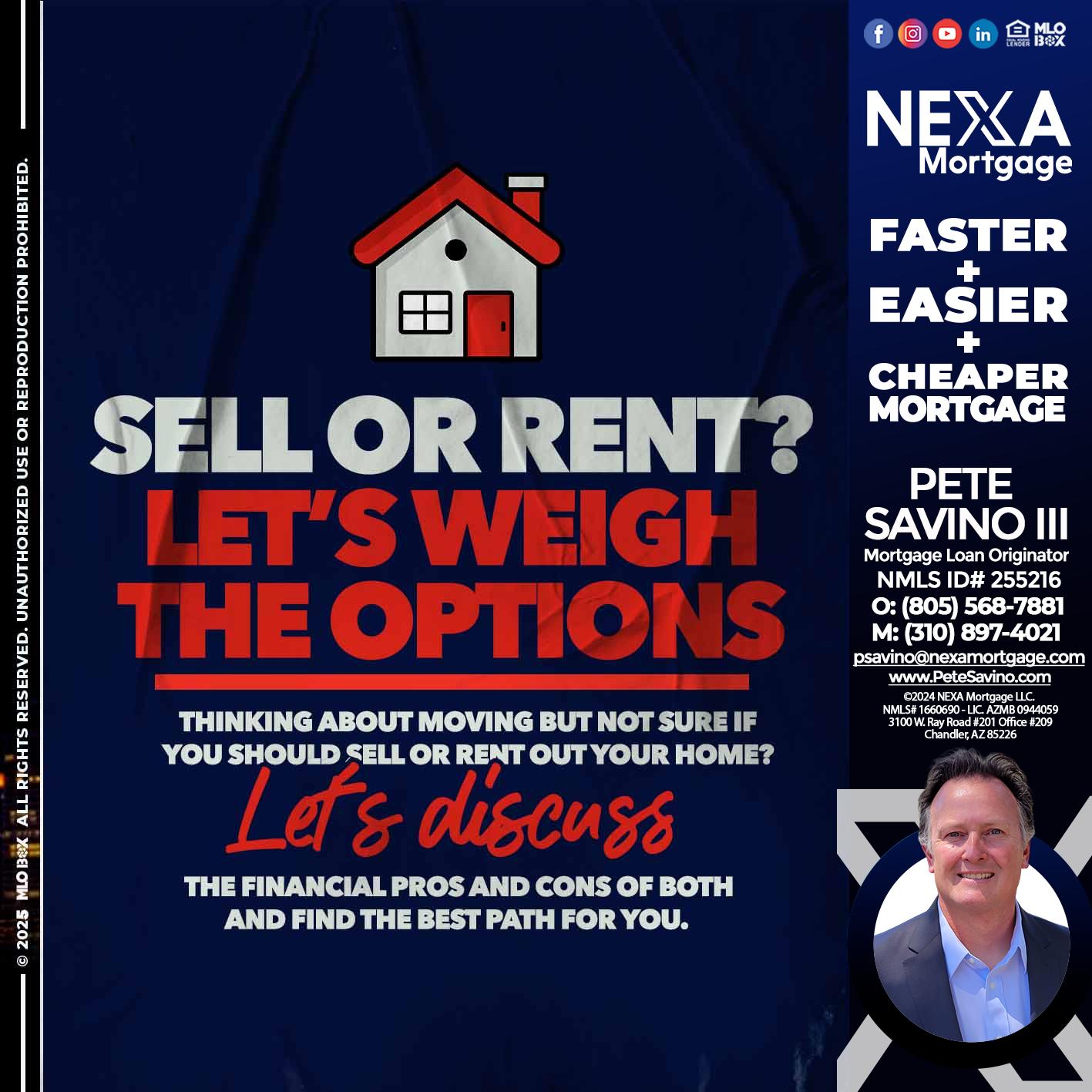 SELL OR RENT? - Pete Savino III -Mortgage Loan Originator