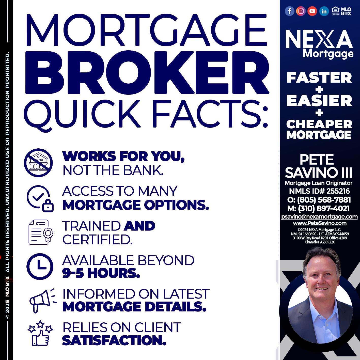 MORTGAGE BROKER - Pete Savino III -Mortgage Loan Originator