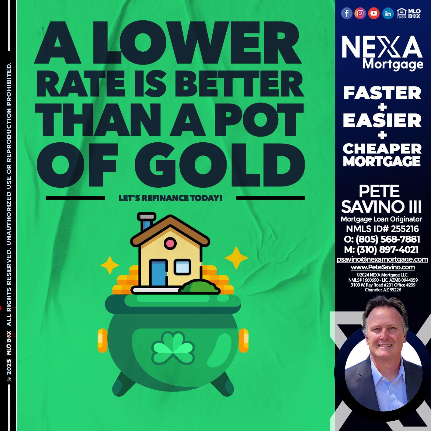A LOWER RATE - Pete Savino III -Mortgage Loan Originator