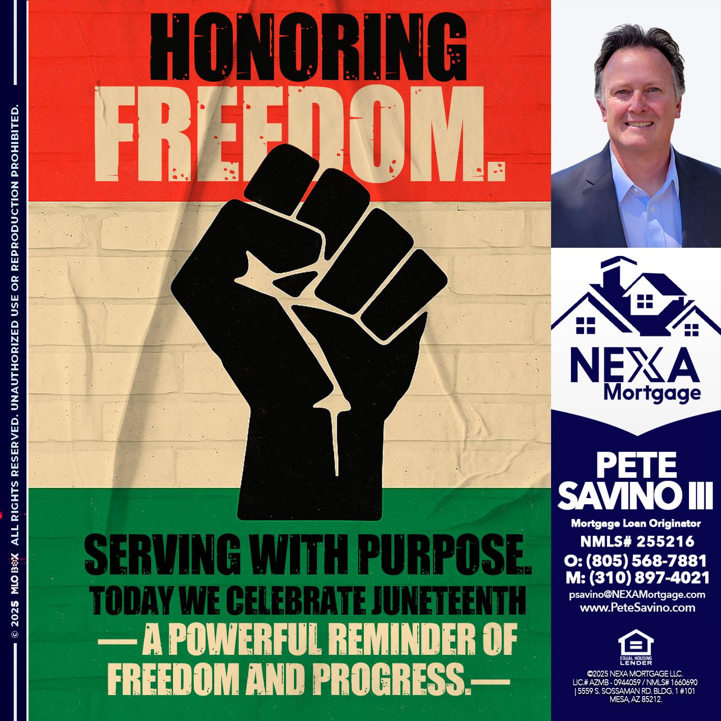 HONORING FREEDOM - Pete Savino III -Mortgage Loan Originator