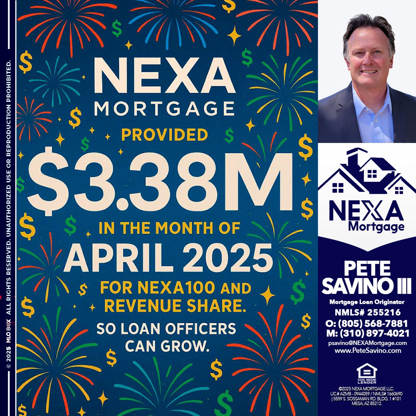 $3.38M - Pete Savino III -Mortgage Loan Originator