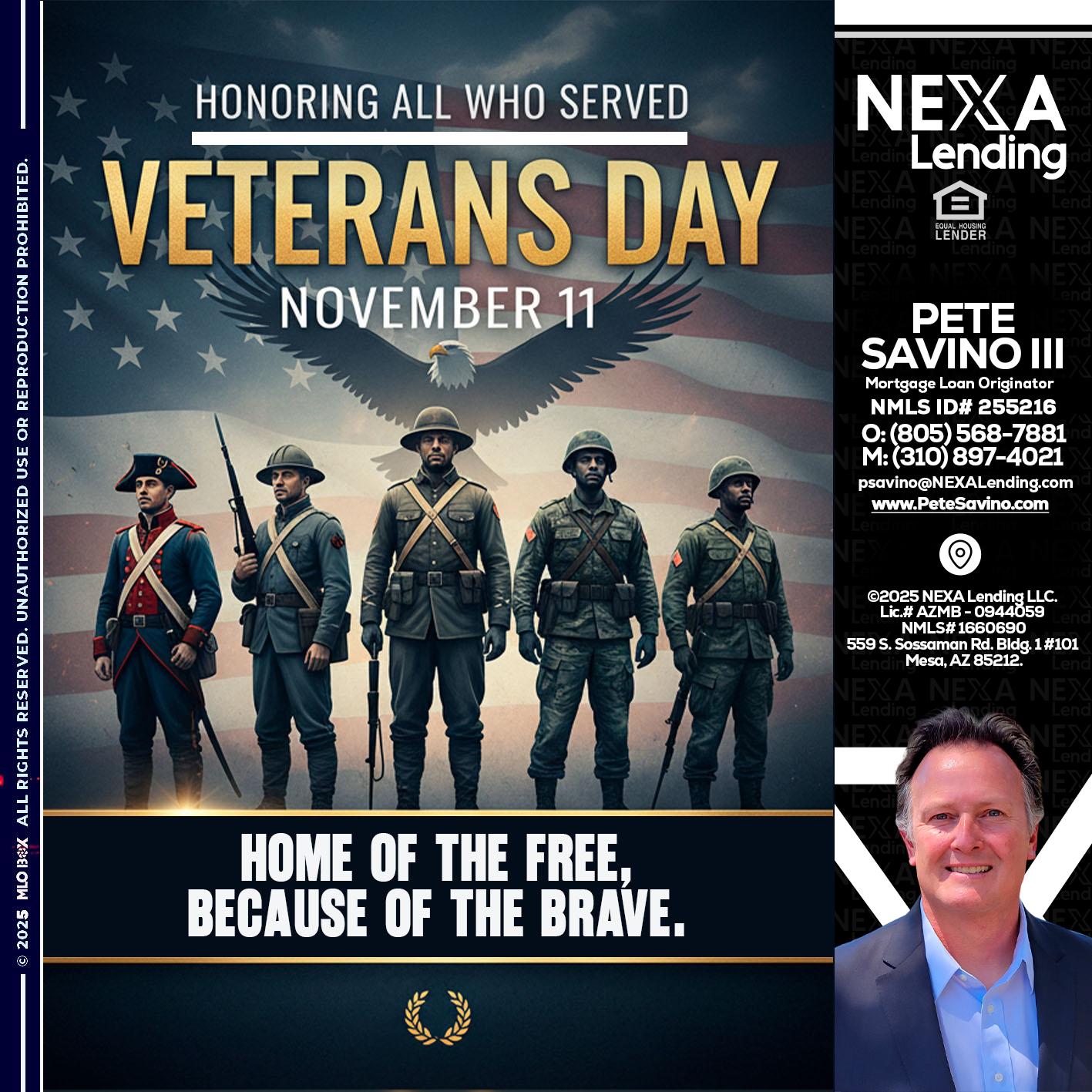 Veterans Day - Pete Savino III -Mortgage Loan Originator