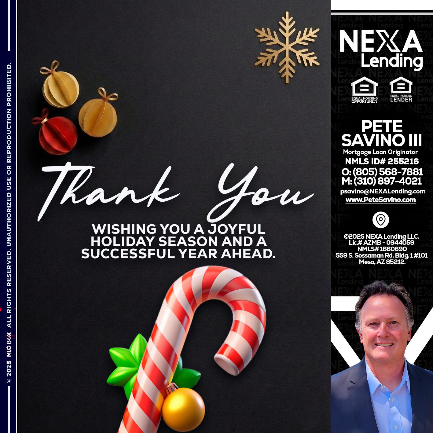 THANK YOU - Pete Savino III -Mortgage Loan Originator