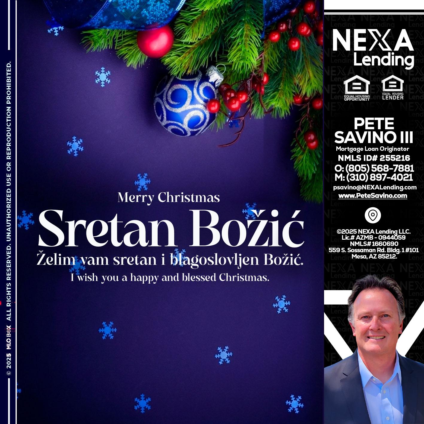 Sretan Božić - Pete Savino III -Mortgage Loan Originator