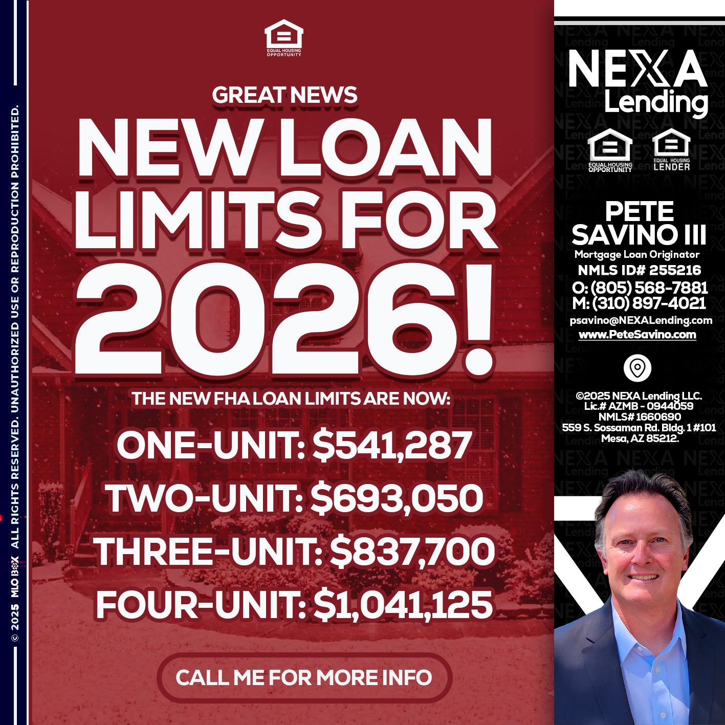 loan limits - Pete Savino III -Mortgage Loan Originator