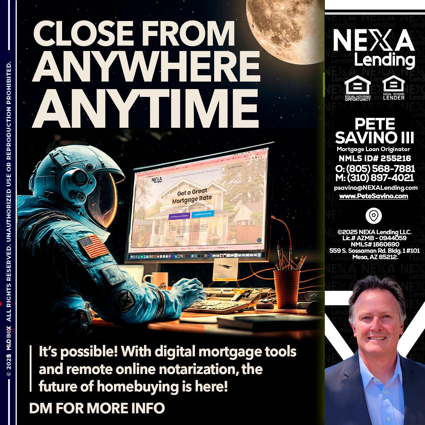 close from - Pete Savino III -Mortgage Loan Originator