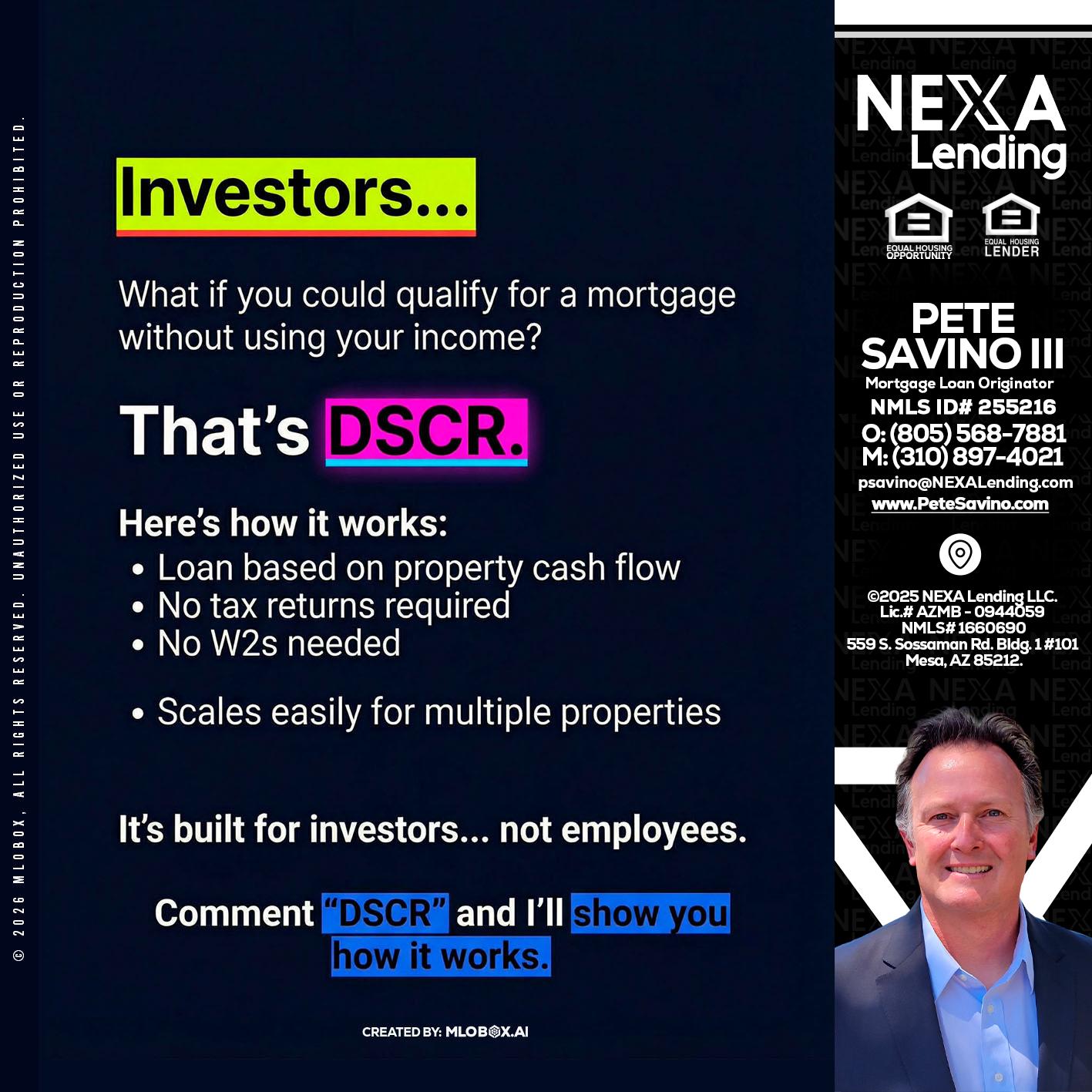 INVESTORS - Pete Savino III -Mortgage Loan Originator