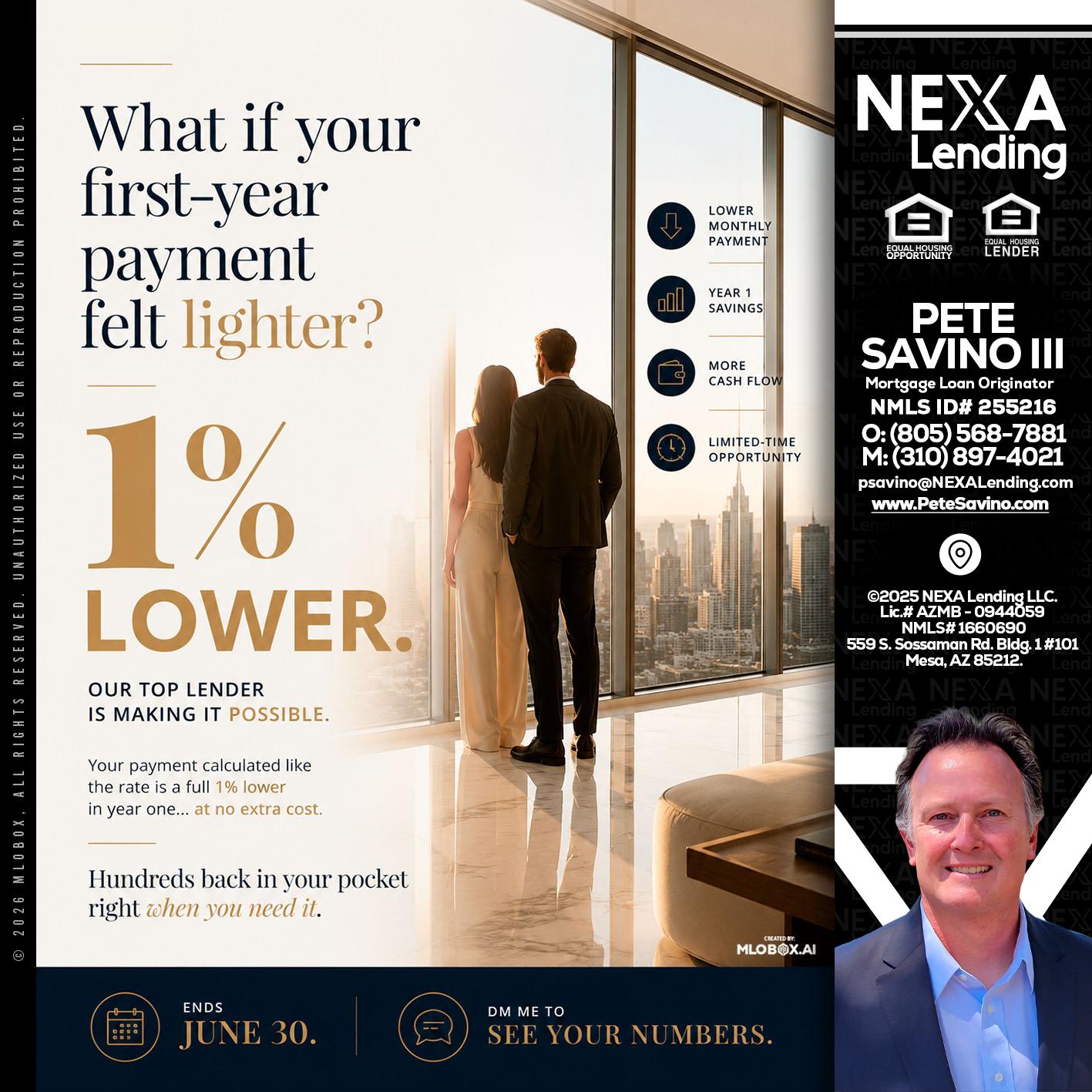 1% lower - Pete Savino III -Mortgage Loan Originator