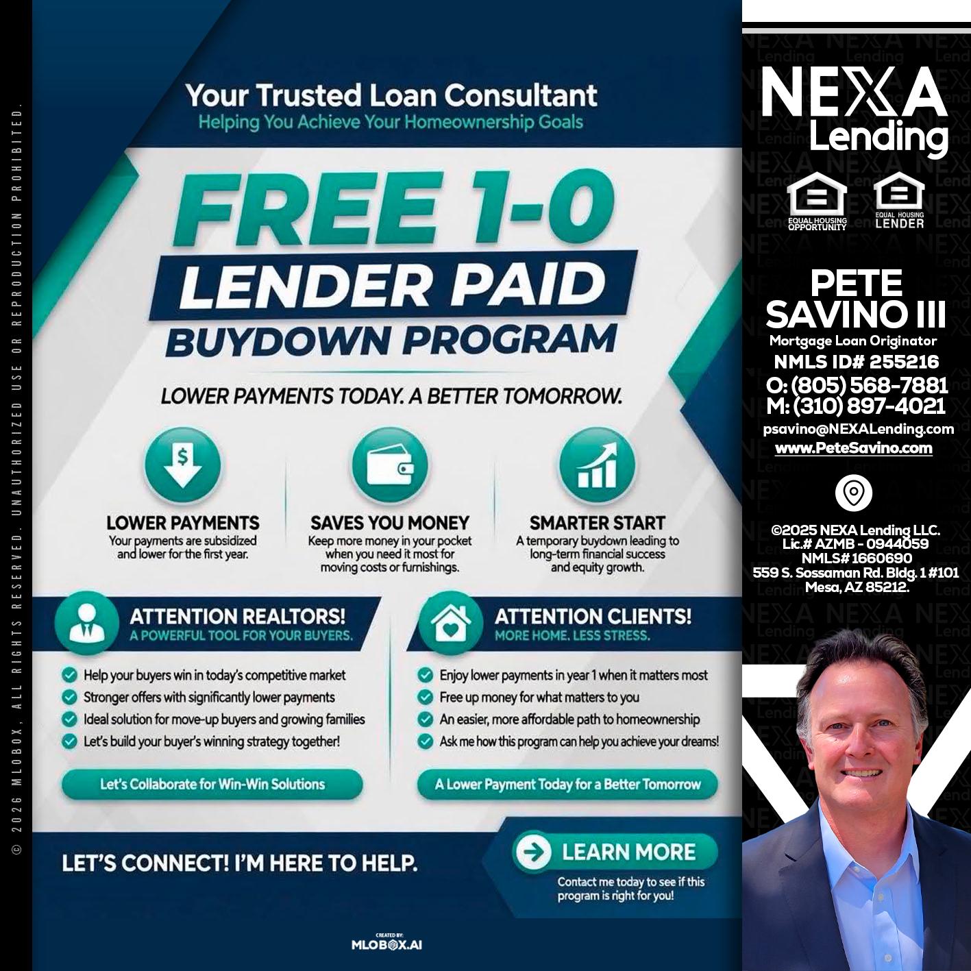 FREE 1-0 - Pete Savino III -Mortgage Loan Originator