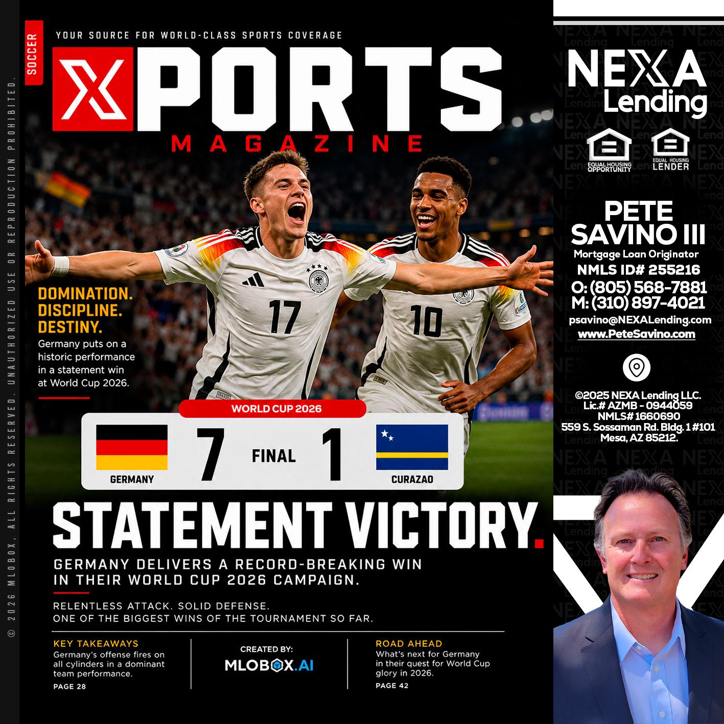GERMANY VS CURASSAO (7-1) - Pete Savino III -Mortgage Loan Originator