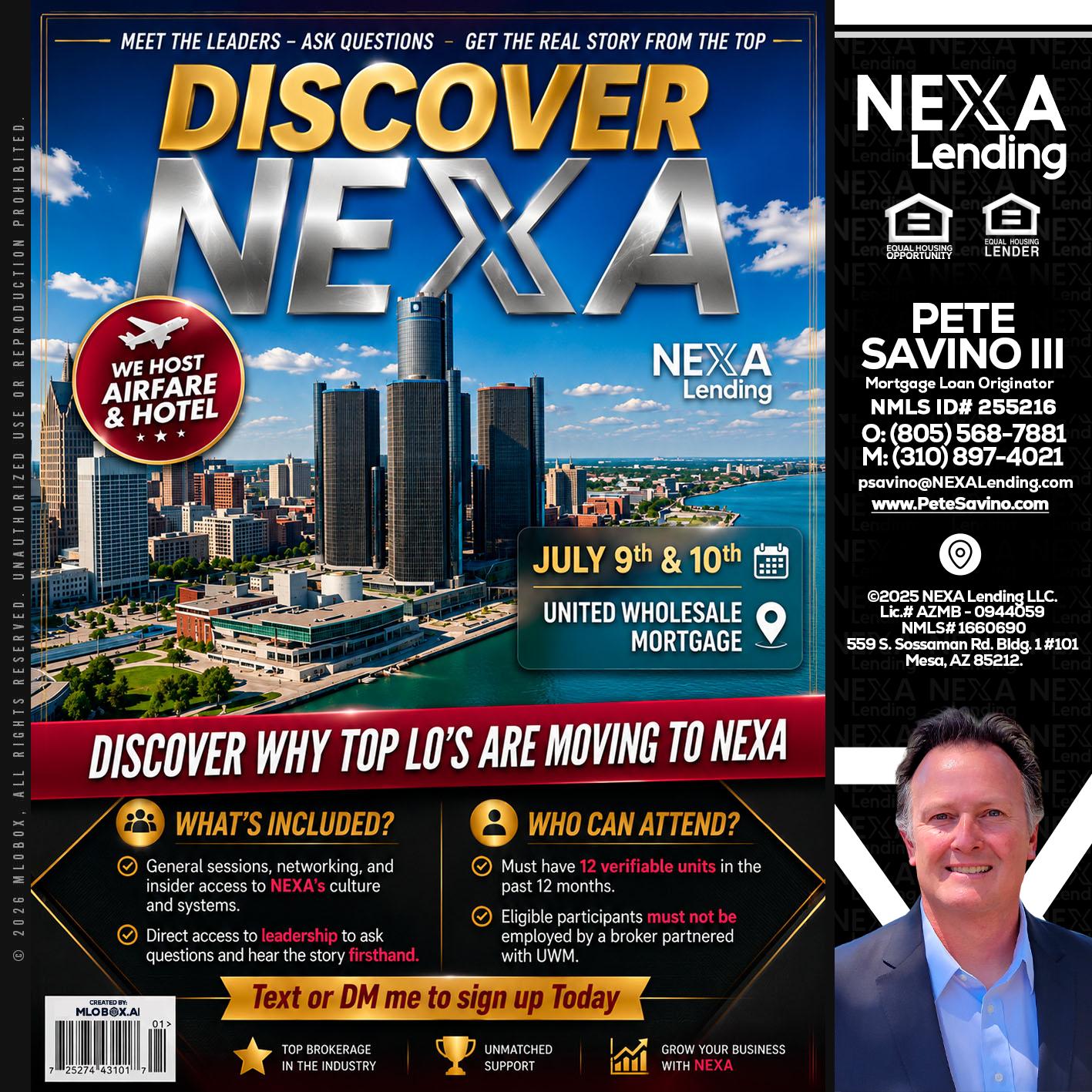 DISCOVER NEXA - Pete Savino III -Mortgage Loan Originator