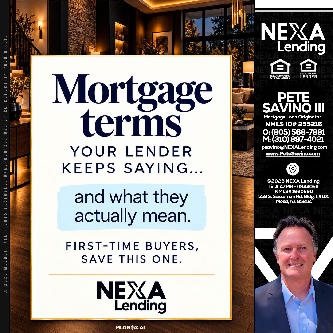 mortgage terms - Pete Savino III -Mortgage Loan Originator