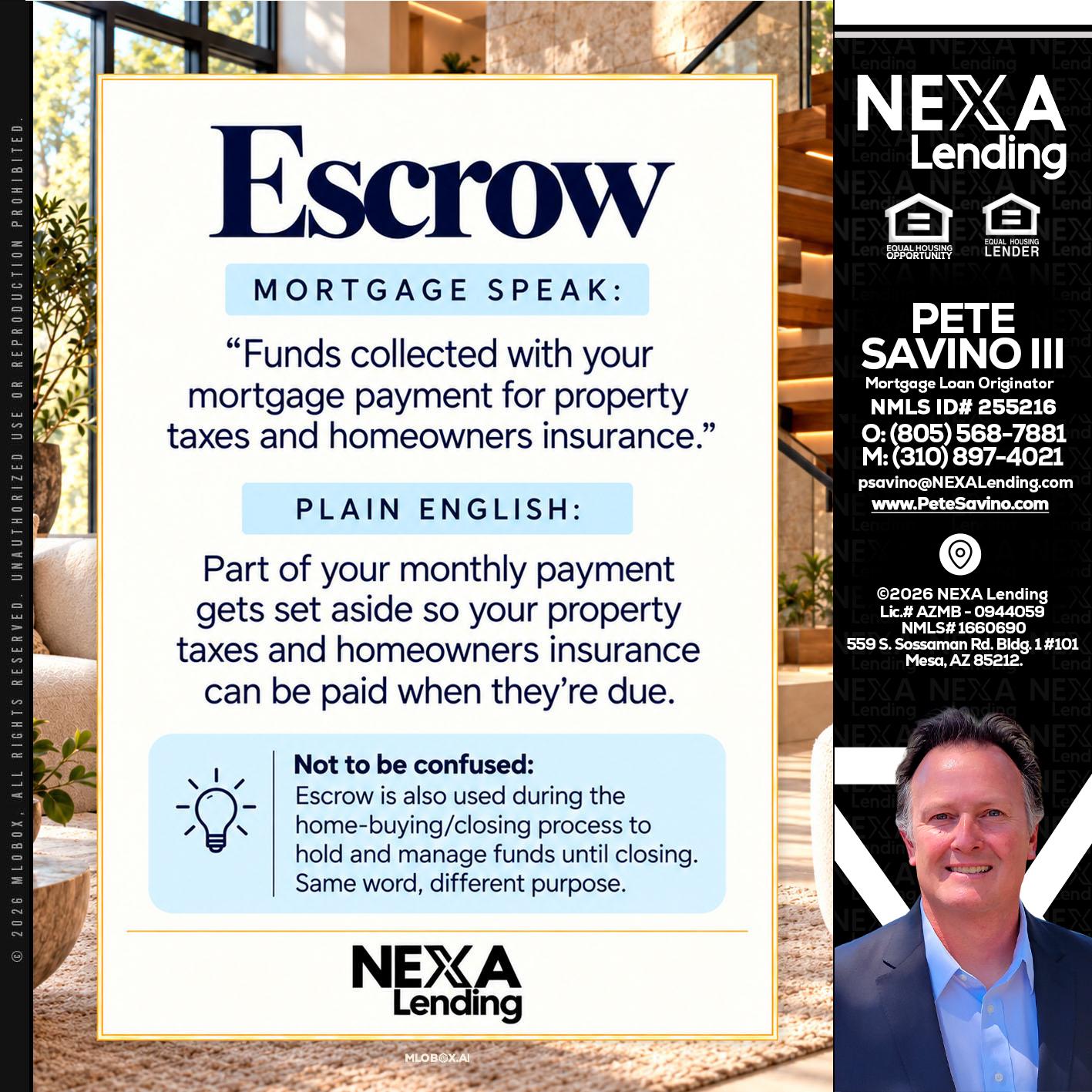 ESCROW - Pete Savino III -Mortgage Loan Originator