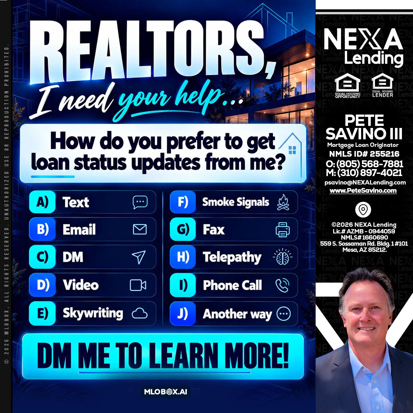 REALTORS - Pete Savino III -Mortgage Loan Originator